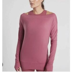 Women Athleta Studio Barre Sweatshirt Yoga Pilates in Eros Pink Size Medium Tall